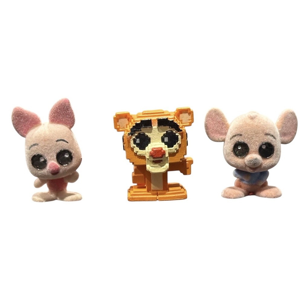 Disney Doorables Piglet Tigger Pixel Roo Flocked Figure Lot of‎ 3